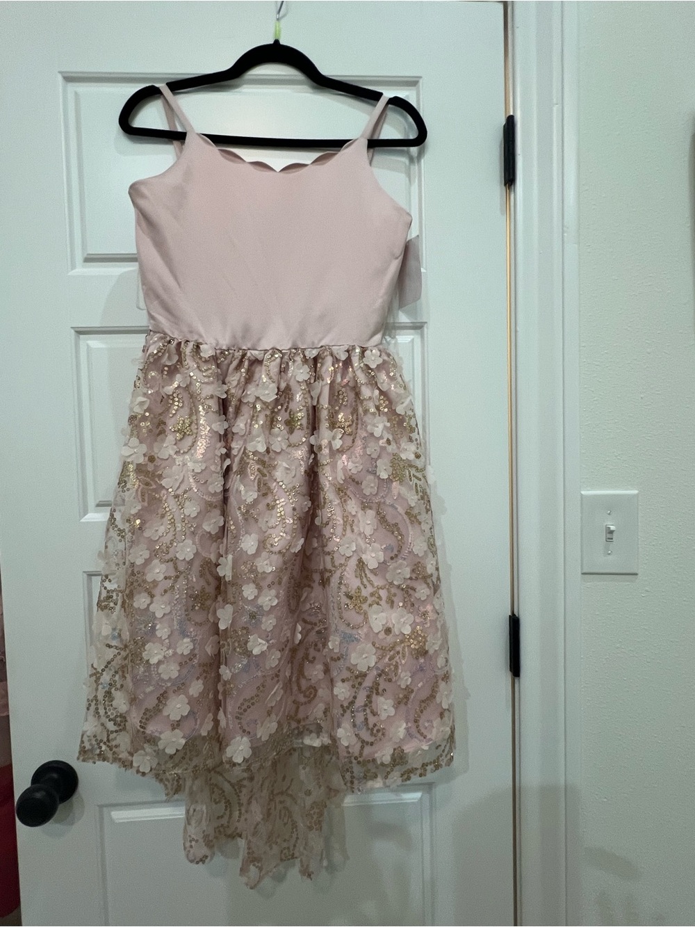 Girls' Pink Floral Lace Party Dress